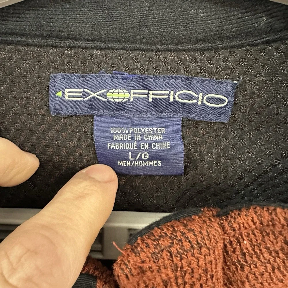ExOfficio Pullover Sweater 1/4 Button Shirt Men's Large Long Sleeve Rust/RedWarm